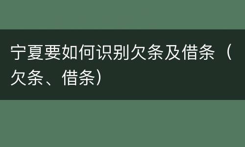 宁夏要如何识别欠条及借条（欠条、借条）
