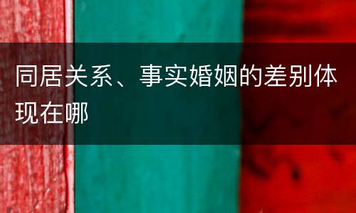 同居关系、事实婚姻的差别体现在哪
