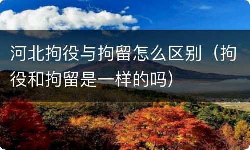 河北拘役与拘留怎么区别（拘役和拘留是一样的吗）