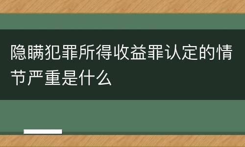 隐瞒犯罪所得收益罪认定的情节严重是什么