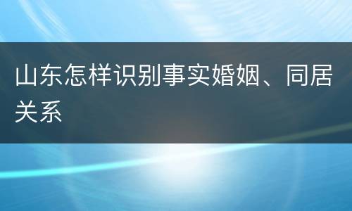 山东怎样识别事实婚姻、同居关系