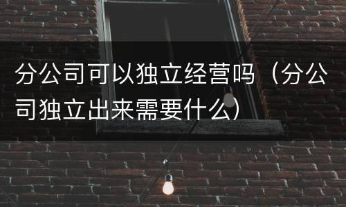 分公司可以独立经营吗（分公司独立出来需要什么）