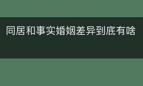 同居和事实婚姻差异到底有啥