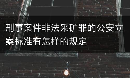刑事案件非法采矿罪的公安立案标准有怎样的规定