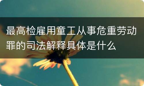 最高检雇用童工从事危重劳动罪的司法解释具体是什么