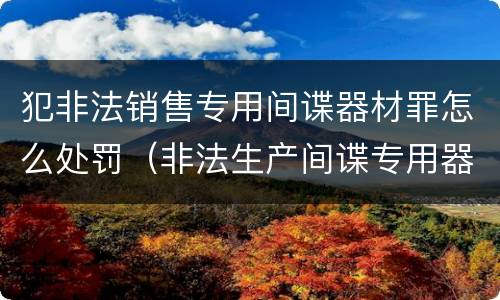 犯非法销售专用间谍器材罪怎么处罚（非法生产间谍专用器材罪和非法经营罪）