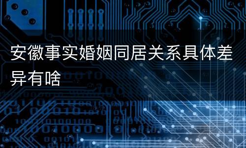 安徽事实婚姻同居关系具体差异有啥