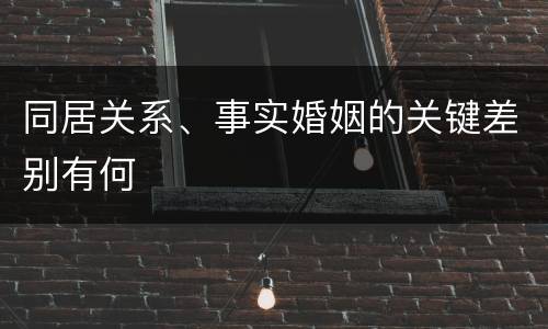 同居关系、事实婚姻的关键差别有何