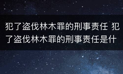 犯了盗伐林木罪的刑事责任 犯了盗伐林木罪的刑事责任是什么