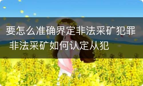 要怎么准确界定非法采矿犯罪 非法采矿如何认定从犯