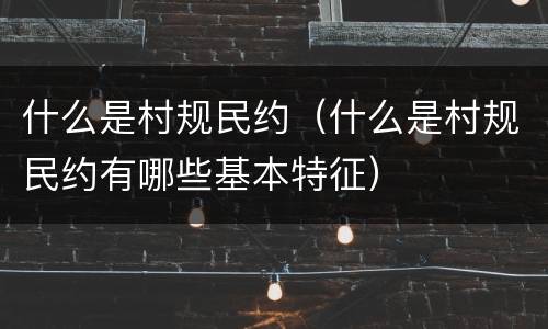 什么是村规民约（什么是村规民约有哪些基本特征）
