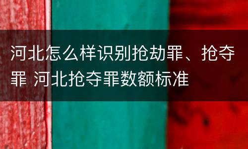 河北怎么样识别抢劫罪、抢夺罪 河北抢夺罪数额标准