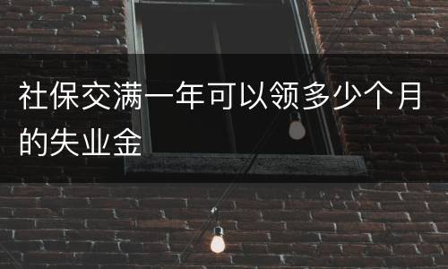 社保交满一年可以领多少个月的失业金