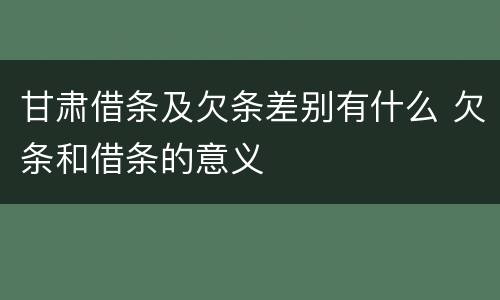 甘肃借条及欠条差别有什么 欠条和借条的意义
