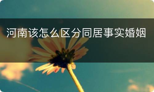 河南该怎么区分同居事实婚姻