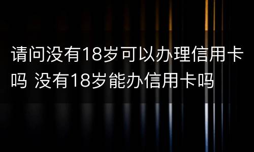 请问没有18岁可以办理信用卡吗 没有18岁能办信用卡吗