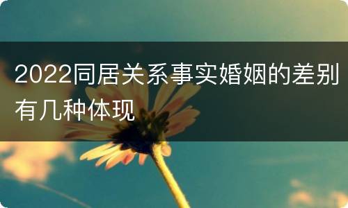 2022同居关系事实婚姻的差别有几种体现
