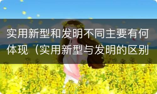 实用新型和发明不同主要有何体现（实用新型与发明的区别是什么）