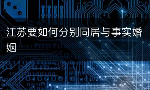 江苏要如何分别同居与事实婚姻