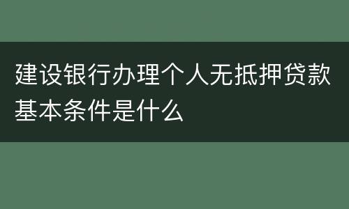 建设银行办理个人无抵押贷款基本条件是什么