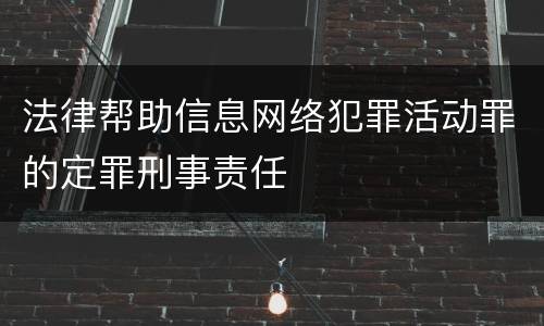 法律帮助信息网络犯罪活动罪的定罪刑事责任