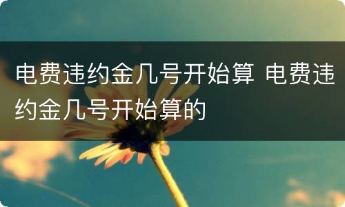 电费违约金几号开始算 电费违约金几号开始算的