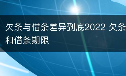 欠条与借条差异到底2022 欠条和借条期限