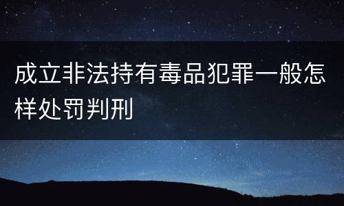 成立非法持有毒品犯罪一般怎样处罚判刑