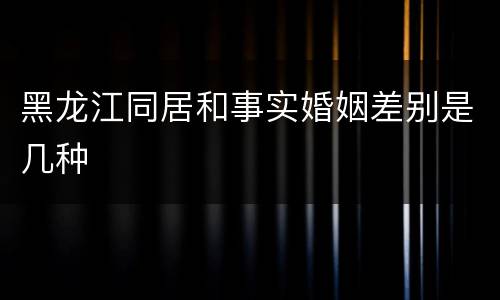 黑龙江同居和事实婚姻差别是几种