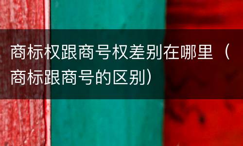 商标权跟商号权差别在哪里（商标跟商号的区别）