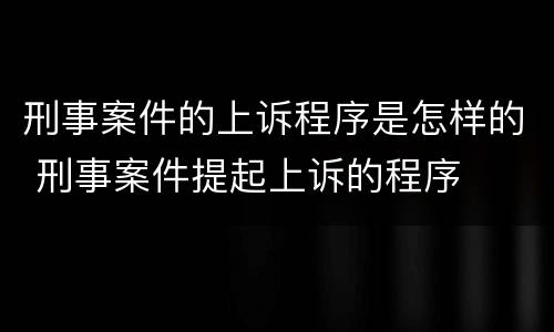 刑事案件的上诉程序是怎样的 刑事案件提起上诉的程序