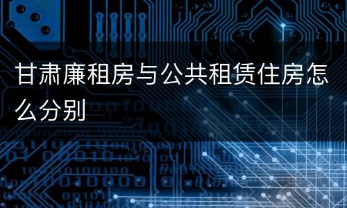 甘肃廉租房与公共租赁住房怎么分别