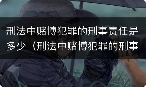 刑法中赌博犯罪的刑事责任是多少（刑法中赌博犯罪的刑事责任是多少年）