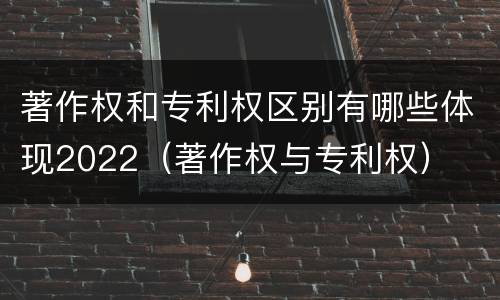 著作权和专利权区别有哪些体现2022（著作权与专利权）
