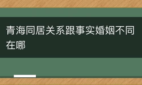 青海同居关系跟事实婚姻不同在哪