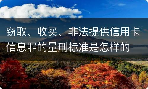 窃取、收买、非法提供信用卡信息罪的量刑标准是怎样的