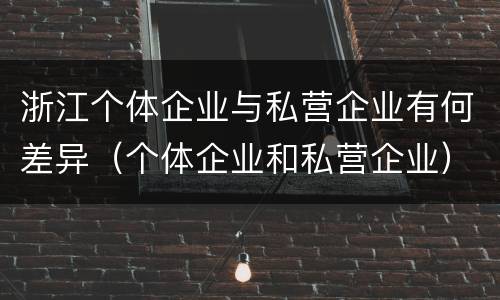 浙江个体企业与私营企业有何差异（个体企业和私营企业）