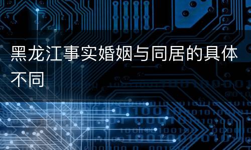 黑龙江事实婚姻与同居的具体不同