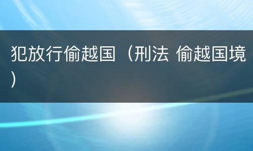 犯放行偷越国（刑法 偷越国境）