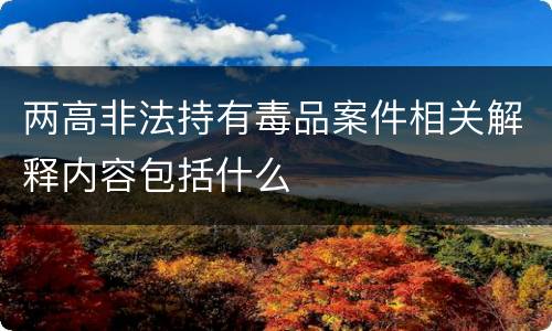 两高非法持有毒品案件相关解释内容包括什么