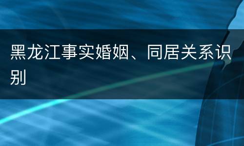 黑龙江事实婚姻、同居关系识别