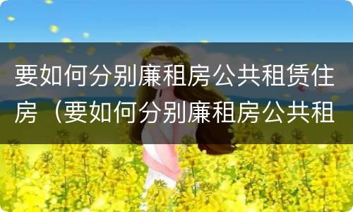 要如何分别廉租房公共租赁住房（要如何分别廉租房公共租赁住房和住宅）