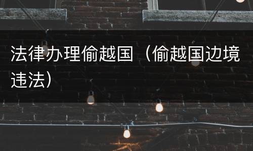 法律办理偷越国（偷越国边境违法）