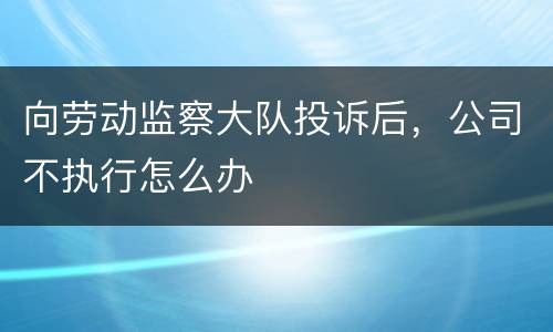 向劳动监察大队投诉后，公司不执行怎么办