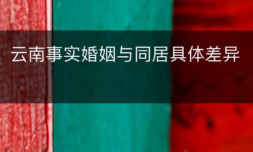 云南事实婚姻与同居具体差异