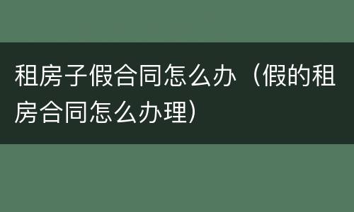 租房子假合同怎么办（假的租房合同怎么办理）