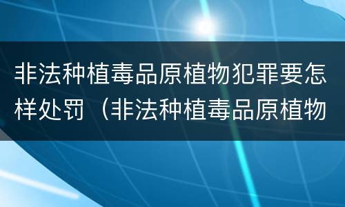 非法种植毒品原植物犯罪要怎样处罚（非法种植毒品原植物罪情节严重）
