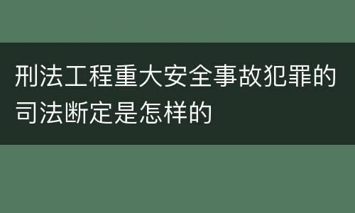 刑法工程重大安全事故犯罪的司法断定是怎样的