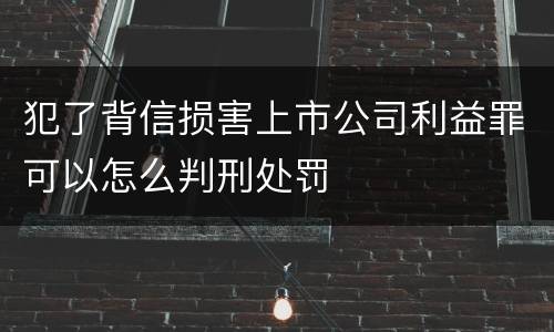 犯了背信损害上市公司利益罪可以怎么判刑处罚