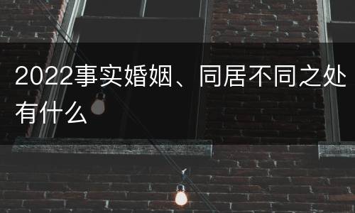 2022事实婚姻、同居不同之处有什么
